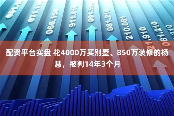 配资平台实盘 花4000万买别墅、850万装修的杨慧，被判14年3个月